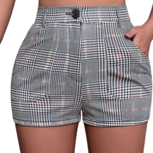 High Waist Glen Plaid Shorts