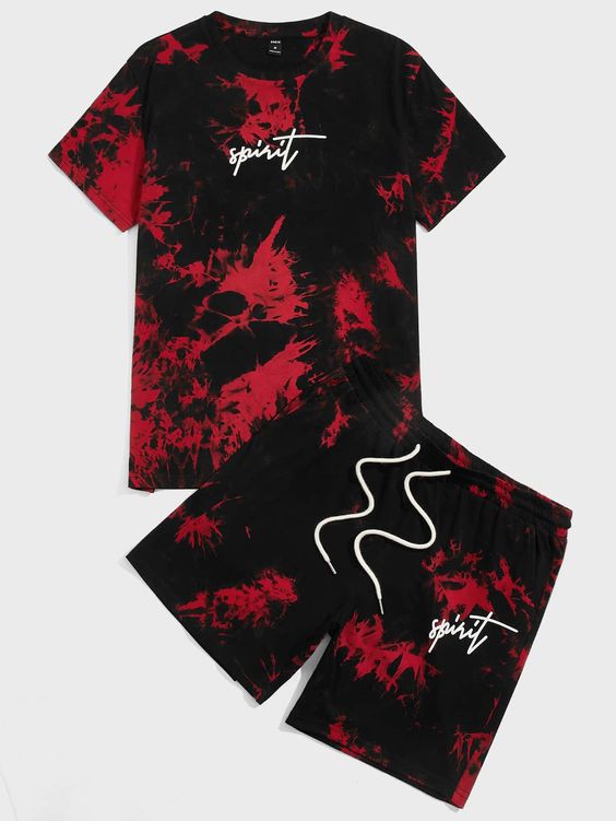 Tie Dye Tee & Drawstring Waist Track Shorts