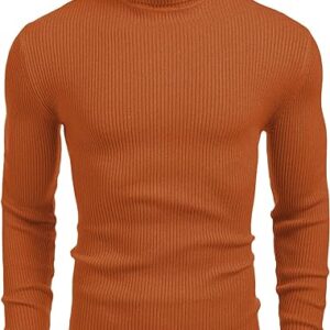 Ribbed Slim Fit Knitted Pullover Turtleneck Sweater