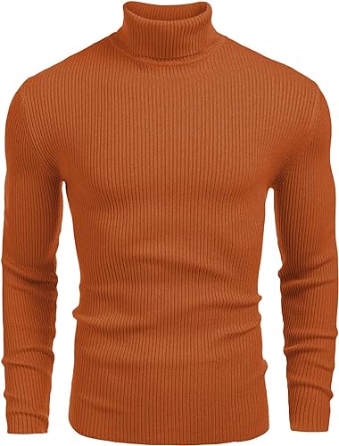 Ribbed Slim Fit Knitted Pullover Turtleneck Sweater