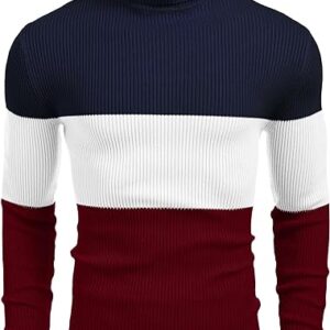 Ribbed Slim Fit Knitted Pullover Turtleneck Sweater