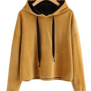 Drop Shoulder Velvet Hoodie