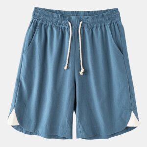 Men Cotton Solid Color Casual Shorts 