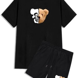 Guys Bear  Skull Print Tee & Drawstring Shorts